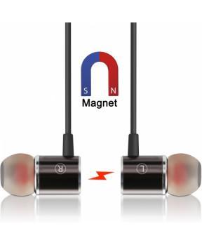 Bitmore slušalke magnetic s 3,5 vtičem in mikrofonom 2x in razdelilnik za slušalke - črne - slika 4