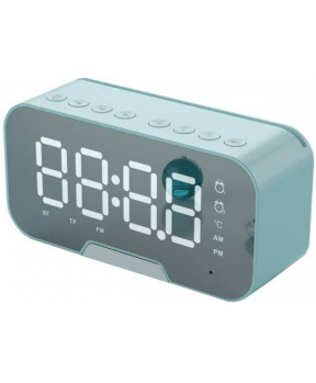 Digitalna ura z budilko, kozmetičnim ogledalom, Bluetooth zvočnikom in termometrom - mint - slika 2