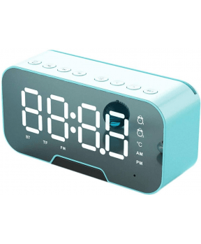 Digitalna ura z budilko, kozmetičnim ogledalom, Bluetooth zvočnikom in termometrom - mint - slika 5