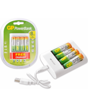 GP polnilne baterije 4 x AA 2700 mAh + polnilec za baterije AAA, AA - slika 2