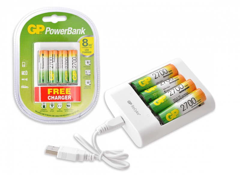 GP polnilne baterije 4 x AA 2700 mAh + polnilec za baterije AAA, AA