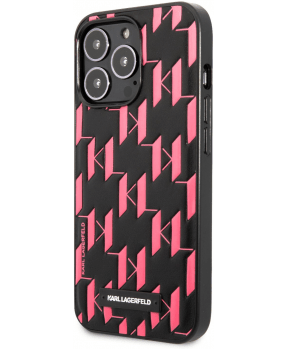Originalen KARL LAGERFELD ovitek iPhone 13 Pro Max - Monogram Plaque - črno pink zaščita - KLHCP13XMNMP1P - slika 2