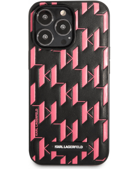 Originalen KARL LAGERFELD ovitek iPhone 13 Pro Max - Monogram Plaque - črno pink zaščita - KLHCP13XMNMP1P - slika 3