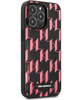 Originalen KARL LAGERFELD ovitek iPhone 13 Pro Max - Monogram Plaque - črno pink zaščita - KLHCP13XMNMP1P - slika 4