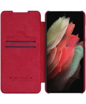 Nillkin preklopna torbica QIN za Samsung Galaxy S21 FE G990 - rdeča - slika 3