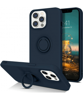Silikonski ovitek Liquid Ring za iPhone 13 Pro Max - moder - slika 2