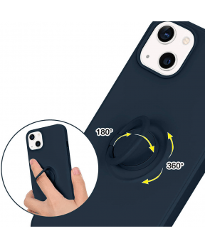 Silikonski ovitek Liquid Ring za iPhone 13 Pro Max - moder - slika 4
