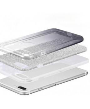 Silikonski ovitek z bleščicami Bling 2v1 za Samsung Galaxy S22 Ultra 5G - srebrno siv - slika 4