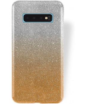 Silikonski ovitek z bleščicami Bling za Samsung Galaxy S10 G973 zlat s srebrnimi bleščicami - slika 2