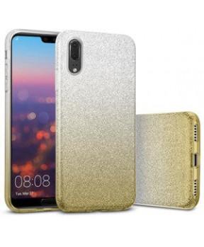 Silikonski ovitek z bleščicami Bling 2v1 za Huawei P20 - srebrno zlat - slika 3