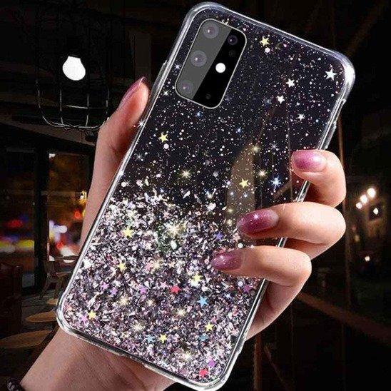 Silikonski ovitek z bleščicami SPARKLE za iPhone 12 Mini - črn