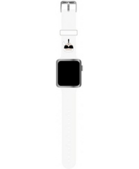 Karl Lagerfeld silikonski pašček za uro za Apple Watch 42 / 44 / 45 mm - Karls Head - bel - KLAWLSLKW - slika 3