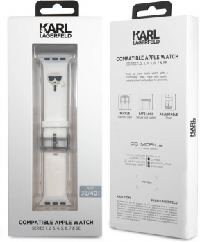 Silikonski pašček za uro Karl Lagerfeld KLAWMSLCKW za Apple Watch 38 / 40 mm - Heads bel - slika 3