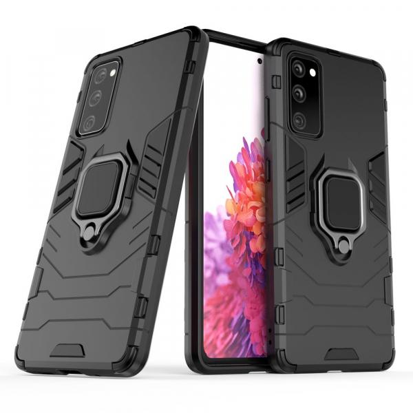 Silikonski ovitek Armor Ring za Samsung Galaxy A03s A037 - črn