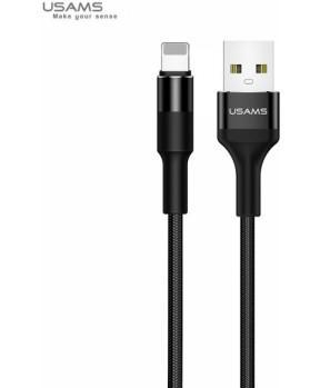 USAMS podatkovni kabel SJ220 Lightning 2A dožina 1,2 m - pleten najlon črn - slika 2