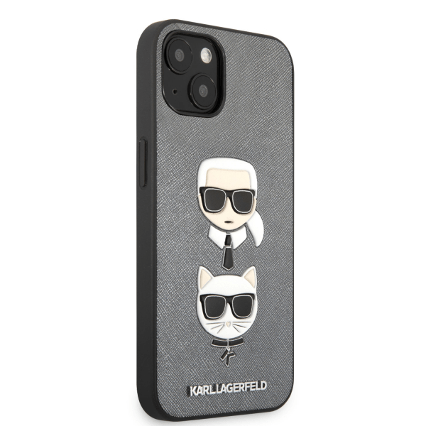 Originalen KARL LAGERFELD ovitek iPhone 13 Mini - Heads - siva zaščita - KLHCP13SSAKICKCSL