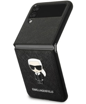 Originalen KARL LAGERFELD ovitek Samsung Galaxy Z Flip 4 - Karls Head - črna zaščita - KLHCZF4IKMSB - slika 3