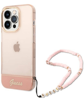 GUESS GUHCP14XHGCOHP za iPhone 14 Pro Max - roza silikonski ovitek s perla zapestnico - slika 2