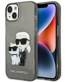 Originalen KARL LAGERFELD ovitek iPhone 14 Plus - Glitter IML NFT Full Bodies - prozorno črn ovitek z bleščicami - KLHCP14MHNKCTGK - slika 2