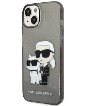 Originalen KARL LAGERFELD ovitek iPhone 14 Plus - Glitter IML NFT Full Bodies - prozorno črn ovitek z bleščicami - KLHCP14MHNKCTGK - slika 3