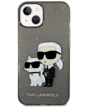 Originalen KARL LAGERFELD ovitek iPhone 14 Plus - Glitter IML NFT Full Bodies - prozorno črn ovitek z bleščicami - KLHCP14MHNKCTGK - slika 4