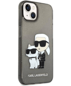 Originalen KARL LAGERFELD ovitek iPhone 14 Plus - Glitter IML NFT Full Bodies - prozorno črn ovitek z bleščicami - KLHCP14MHNKCTGK - slika 5