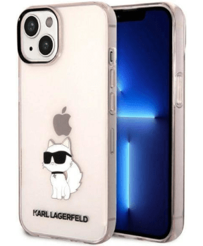 Originalen KARL LAGERFELD ovitek iPhone 14 - IML NFT Choupette Logo - prozorno roza ovitek - KLHCP14SHNCHTCP - slika 2