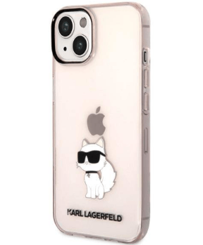 Originalen KARL LAGERFELD ovitek iPhone 14 - IML NFT Choupette Logo - prozorno roza ovitek - KLHCP14SHNCHTCP - slika 3