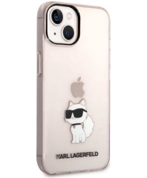 Originalen KARL LAGERFELD ovitek iPhone 14 - IML NFT Choupette Logo - prozorno roza ovitek - KLHCP14SHNCHTCP - slika 5