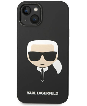 Originalen KARL LAGERFELD ovitek iPhone 14 6.1 - Karls Head - črn silikonska zaščita - KLHCP14SSLKHBK - slika 4