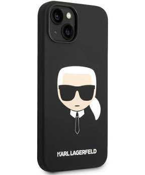 Originalen KARL LAGERFELD ovitek iPhone 14 6.1 - Karls Head - črn silikonska zaščita - KLHCP14SSLKHBK - slika 5