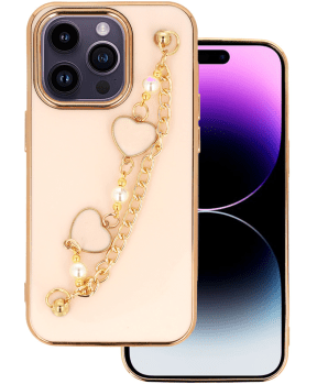 Trendy silikonski ovitek z zapestnico za iPhone 12 / 12 Pro - roza s srčki - slika 2