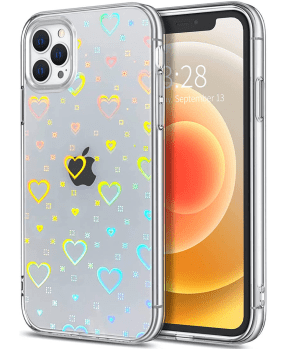 Clear Case silikonski ovitek Hologram za iPhone 14 Pro Max - prozoren s srčki - slika 2