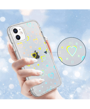 Clear Case silikonski ovitek Hologram za iPhone 14 Pro Max - prozoren s srčki - slika 3
