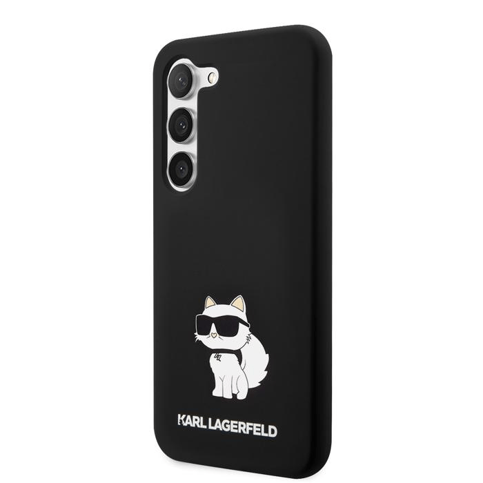 Originalen KARL LAGERFELD ovitek Samsung Galaxy S23 5G - IML NFT Choupette Body - črn silikonska zaščita - KLHCS23SSNCHBCK