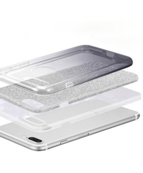 Silikonski ovitek z bleščicami Bling 2v1 za Samsung Galaxy A34 - srebrno siv - slika 4