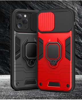 Silikonski ovitek Armor Ring z zaščito kamere za iPhone 15 Plus - črn - slika 5