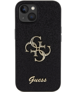 GUESS GUHCP15SHG4SGK silikonski ovitek za iPhone 15 - črn z bleščicami in zlatim logom - slika 4