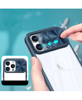 Onasi Lens Cover silikonski ovitek zaščita za iPhone 15 Plus - prozorno/moder - slika 4