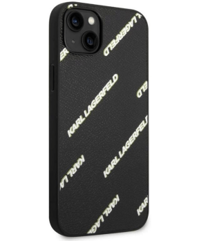 Originalen KARL LAGERFELD ovitek iPhone 14 Pro črna usnjena zaščita z belim napisom KLHCP14LPGMLKFK - slika 5