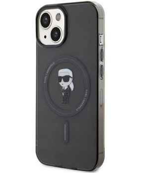 Originalen KARL LAGERFELD MagSafe ovitek iPhone 15, iPhone 14, iPhone 13 6.1 - Karls full body - prozorno črn - KLHMP15SHFCKNOK - slika 3