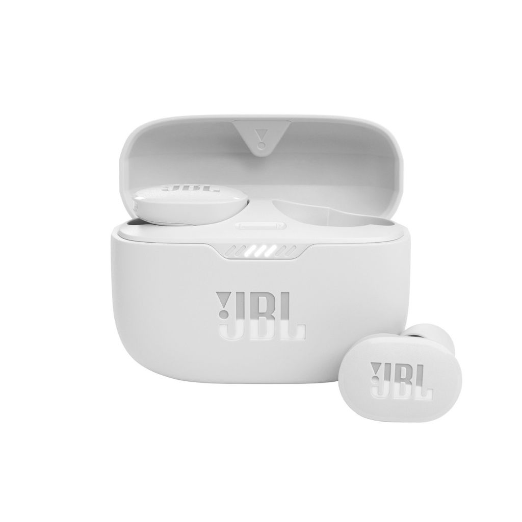 JBL Bluetooth slušalke TUNE130NC TWS HARMAN, bele, utišanje hrupa, visoka kvaliteta klica, čisti zvok basov, vodoodpornost IPX4, udobno nošenje, 40h uporabe