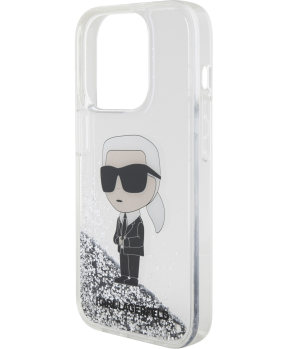 Originalen KARL LAGERFELD ovitek iPhone 15 Pro - NFT Karl Body - prozorna trda zaščita z bleščicami - KLHCP15LLNKHCH - slika 3