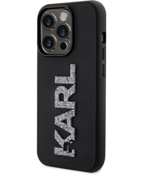 Originalen KARL LAGERFELD ovitek iPhone 15 Pro - Logo 3D - črna zaščita - KLHCP15L3DMBKCK - slika 3