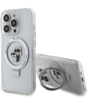 Originalen KARL LAGERFELD MagSafe ovitek iPhone 15 Pro Max - S stojalom - Karls full body - prozoren - KLHMP15XHMRSKCH - slika 2