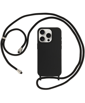 Liquid silikonski ovitek za iPhone 13 / iPhone 14 - črn z vrvico - slika 2