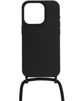Liquid silikonski ovitek za iPhone 13 / iPhone 14 - črn z vrvico - slika 3