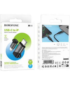 Borofone ADAPTER BV20 Lightning na Type C 3A - črn - slika 5