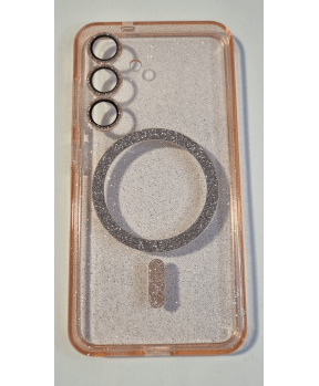 Silikonski ovitek Glitter MagSafe za Samsung Galaxy S25 5G - roza z bleščicami - slika 2