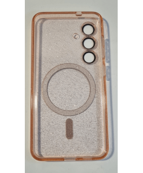 Silikonski ovitek Glitter MagSafe za Samsung Galaxy S25 5G - roza z bleščicami - slika 3